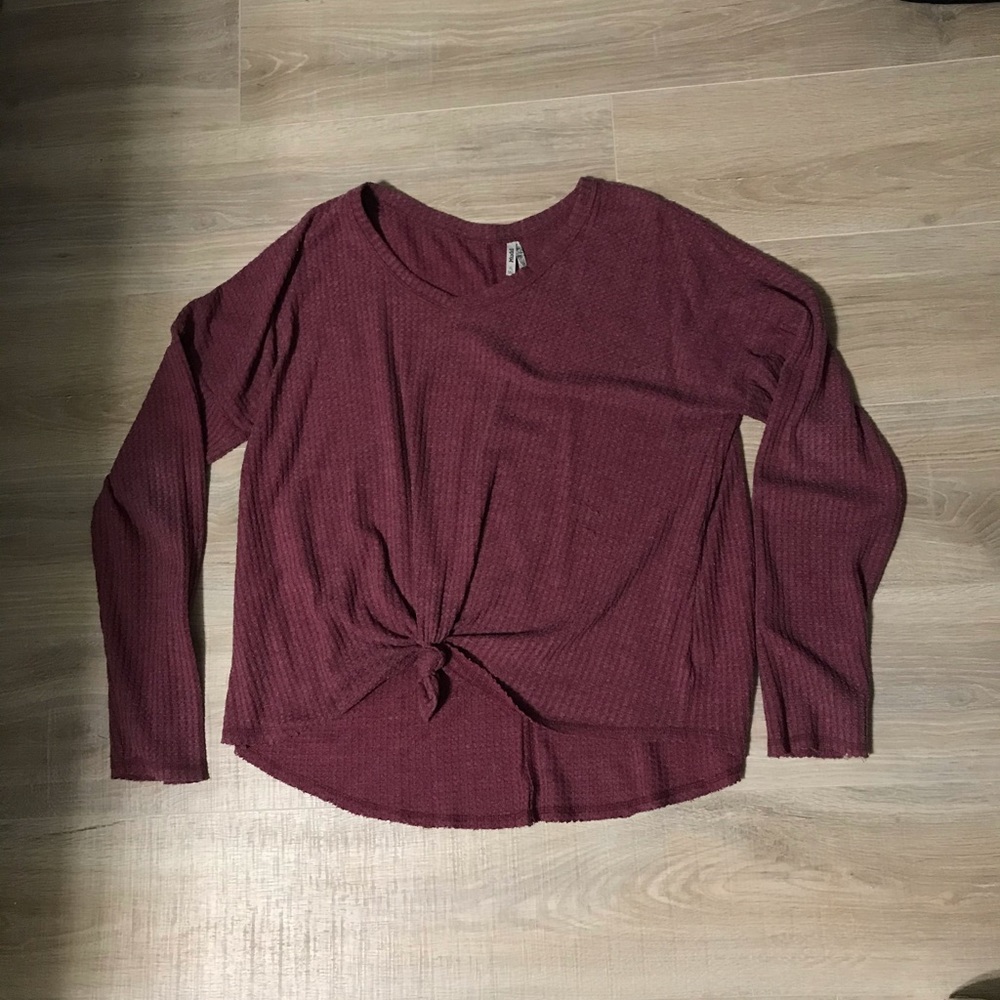 Pink Long Sleeve Tie Shirt